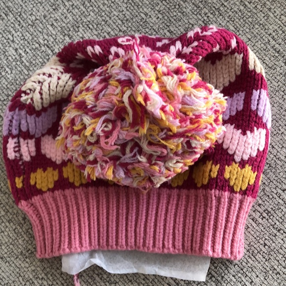 NWT LoveShackFancy Hastings Intarsia Knit Pompom hat main image 5